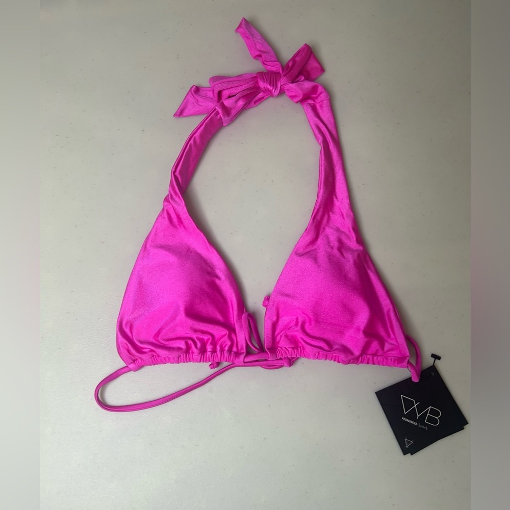 2/$28 VYB Vicious Young Babies Triangle Halter Bikini Top Pink Size Medium NWT